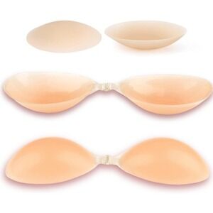 Rita Silicone Adhesive Bra Nipple Covers Nude Backless Strapless Push Up D Cup
